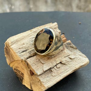 Smoky Quartz Silver Ring, 92.5 Sterling Silver Jewelry, Cut Stone Ring, Handmade Silver Ring, Birthday Gift Ring.
