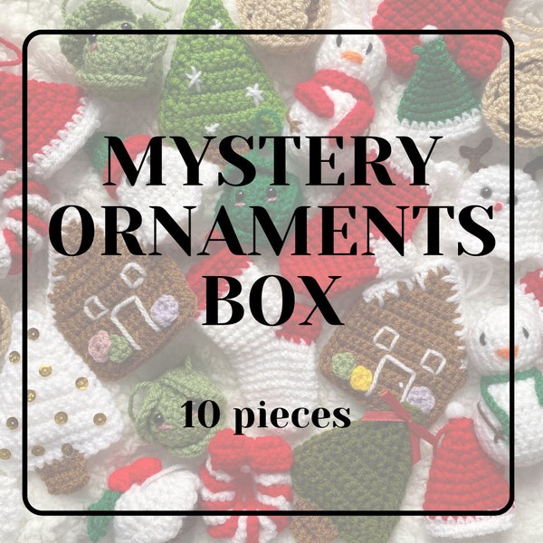 Mystery crochet Christmas ornaments | 10 pieces box surprise crocheted handmade homemade discount discounted