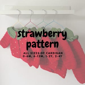4 in 1 strawberry cardigan pattern | original crochet crocheted baby toddler child 0-6 6-12 months 1-2 2-4 years pdf digital download