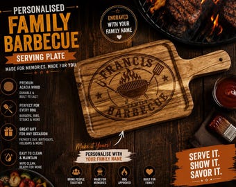 Plato personalizado para barbacoa de 30 x 15 cm