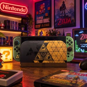 ゼルダの伝説 時のオカリナをモチーフにしたSwitch 2用フェイスプレートと、Joy-Conステッカーが無料で付属します。