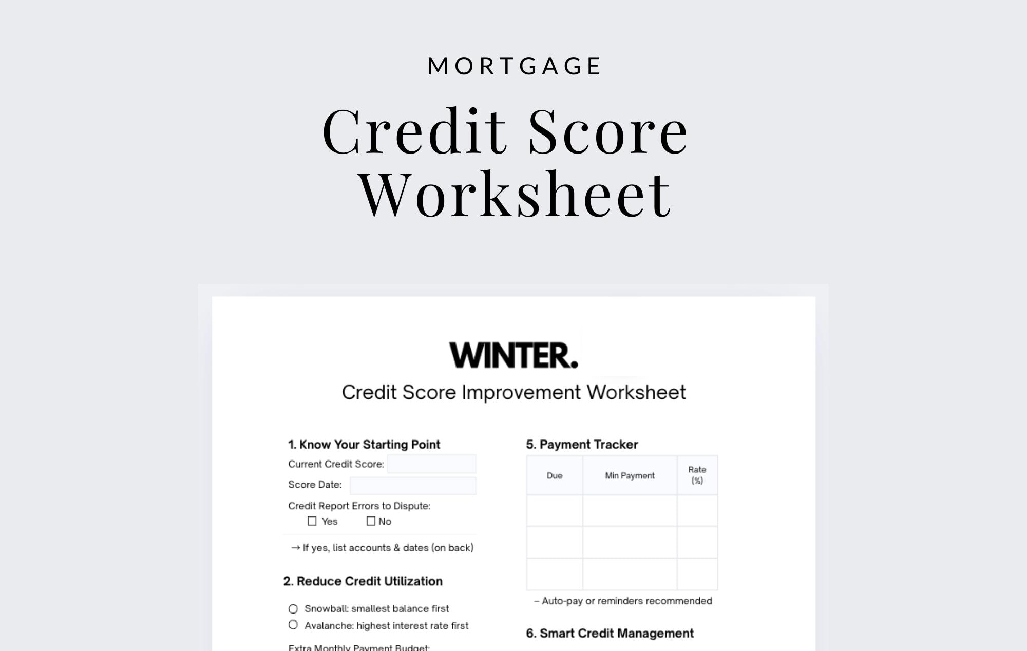 Editable Credit Score Worksheet | Mortgage Prep (digital PDF) - Etsy