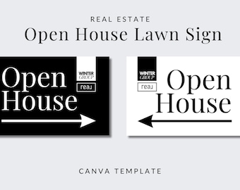 "Immo Haus der offenen Tür Türschilder, Beschilderung, Richtungsschilder, Canva Template