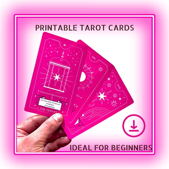 Printable Tarot Cards Pink Tarot Deck With Keywords HIGH Etsy