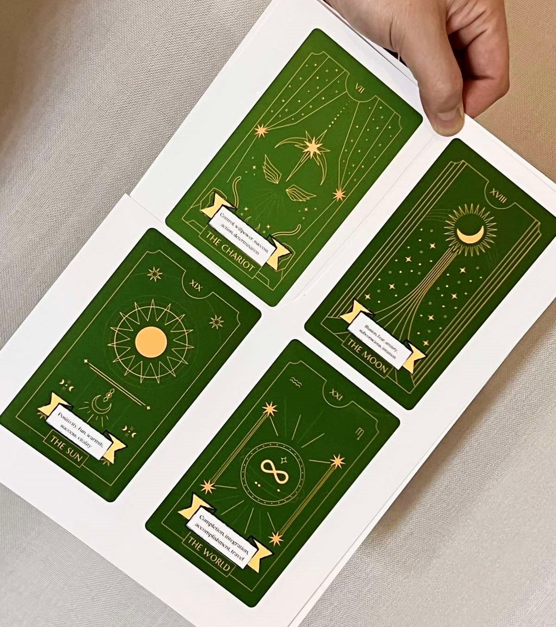 Printable Tarot Cards Green Tarot Deck With Keywords Etsy