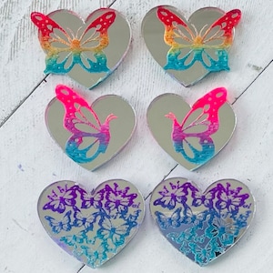 Butterfly cabochons, beading supplies, mirror acrylics everything in picture, 3 pairs