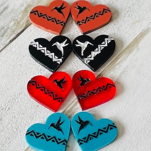 Hummingbird Cabochons, indigenous hummingbird, hearts centers, Beading centers, indigenous Beading supplies, Native hummingbird.