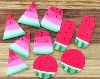 Watermelon cabs, watermelon, cabochons, acrylics, beading supplies, cabs,