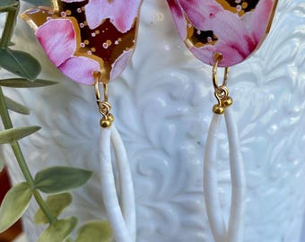 Long Acrylic Pow Wow Earrings, Tribal Indigenous Style