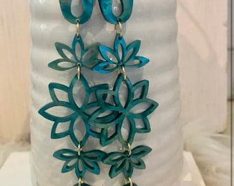 Long Acrylic Pow Wow Earrings, Tribal Indigenous Style