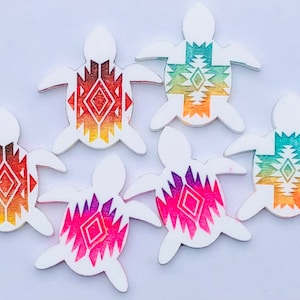 White acrylic aztec turtle cabs, cabochons, aztec, beading supplies, turtles