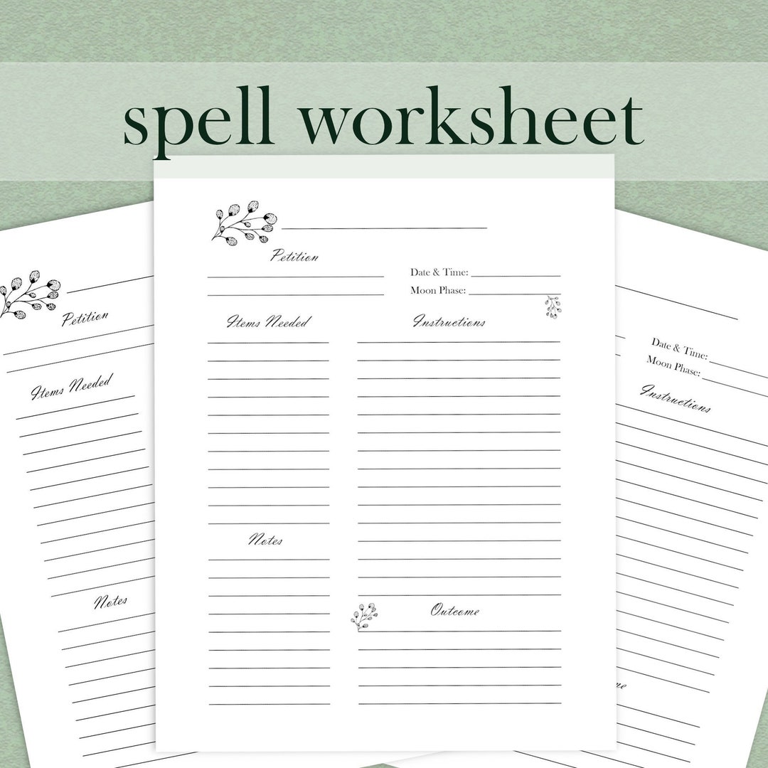 Printable Spell Grimoire Page Witchcraft Book of Shadows - Etsy