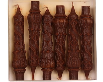 Brown Spiral Pillar Candle: Baroque Table Decor