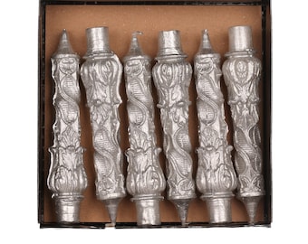 Silver Spiral Candle: Baroque Table Decor, Unscented Pillar Candle
