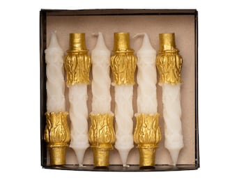 White & Gold Spiral Candles: Baroque Table Decor