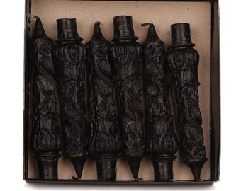 Black Spiral Pillar Candle: Baroque Table Decor, Unscented