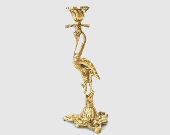 Vintage Brass Flamingo Candelabra: Boho Table Centerpiece