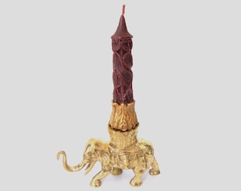 Portacandele a forma di elefante in ottone: centrotavola boho