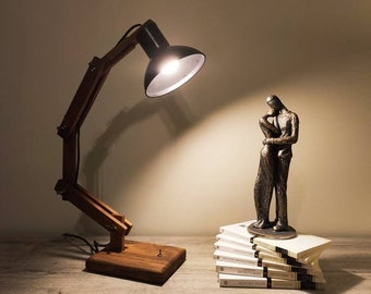 PIXARO LAMP, Wooden Desk Lamp, Bedside Lamp, Handmade Wood Decor, Modern Home Decor, Reading Light, Creative Desk Lamp, Custom Table Lamp