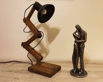 Handmade Wooden Desk Lamp: Modern Home Decor Reading Light