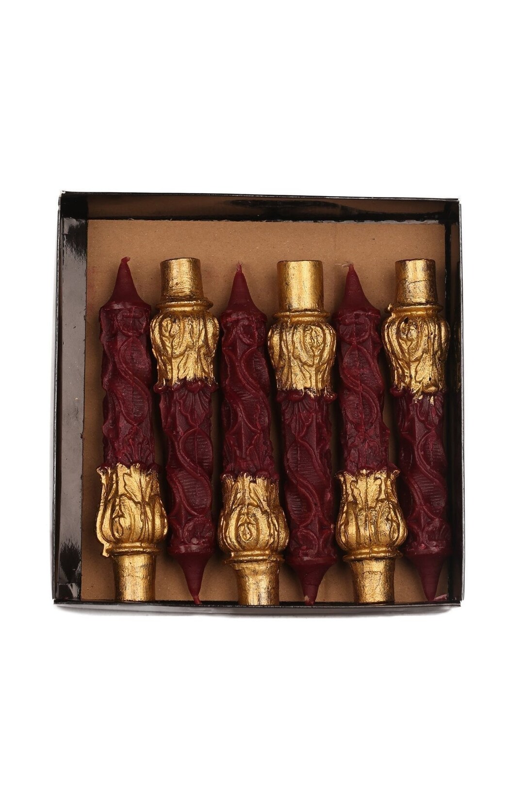 CLARET RED GOLD Candle, Spiral Candle, Pillar Candle, Undyed Candle