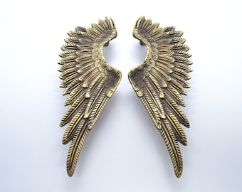 ANGEL WING HANDLE , Pair Brass Door Handle, Wardrobe Handle, Brass Door Handle Pair, Handles for Doors, Main Door Handles