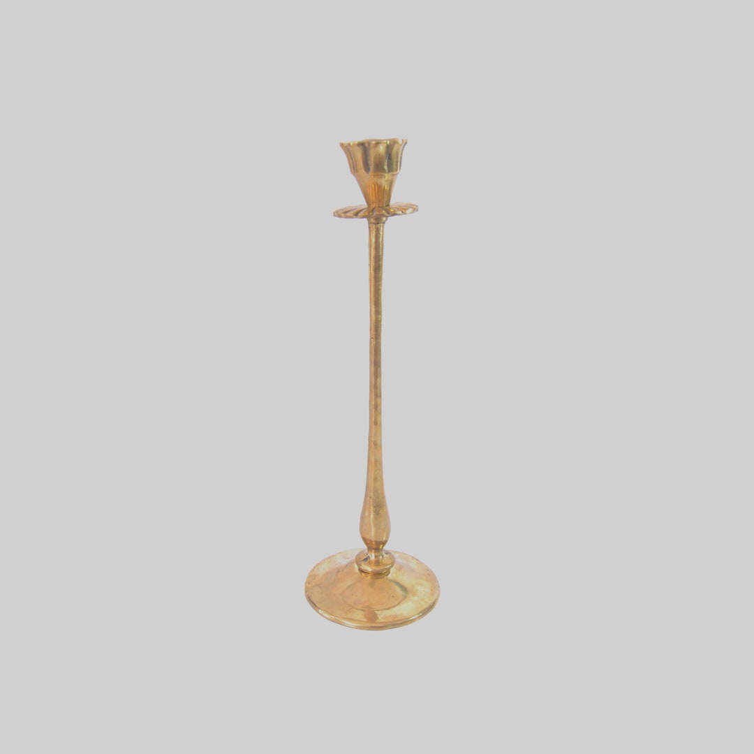 VINTAGE BRASS CANDELABRA Flat Model, Solid Brass Candle Holder, French