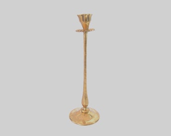 VINTAGE BRASS CANDELABRA - Flat Model, Solid Brass Candle Holder, French Table Centerpiece, Boho Candlesticks, Victorian Candle Holder
