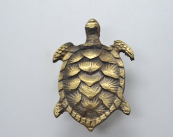 Vintage Brass Turtle Drawer Knob: Antique Door Handle