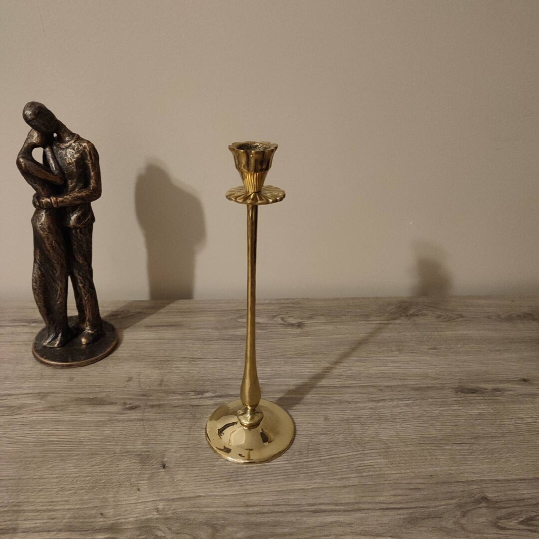 VINTAGE BRASS CANDELABRA Flat Model Solid Brass Candle Etsy