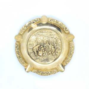 VINTAGE MESSING ASCHENBECHER, handgefertigter Zigarren-Aschenbecher, Luxus-Geschenk für Ihn, elegantes Geschenk, 5 Zigaretten runder großer Aschenbecher, Sammler-Aschenbecher