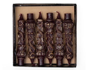 Claret Gold Spiral Candle: Baroque Table Decor