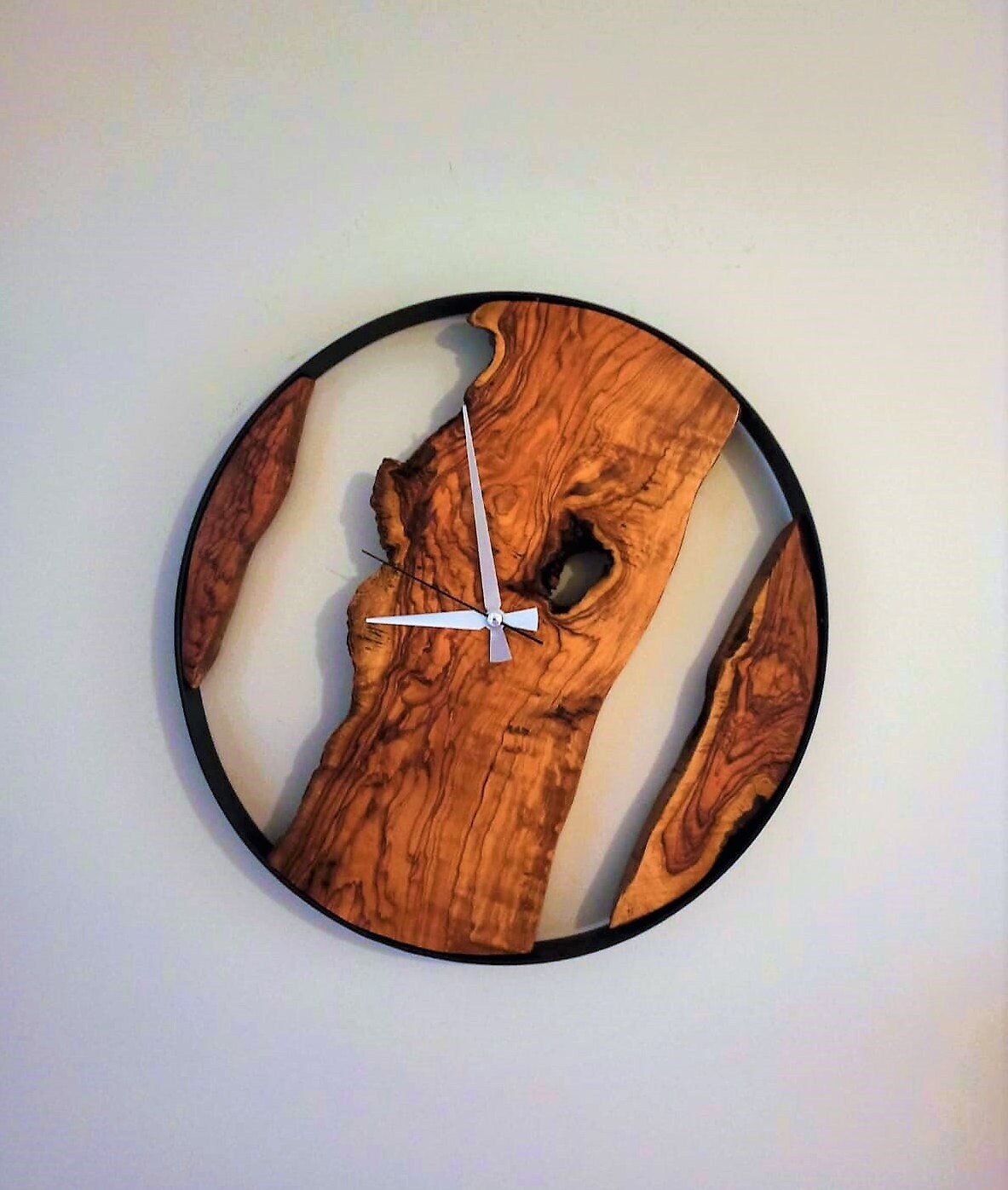 WOOD WALL CLOCK Olive Wood Clock Rustic Unique Wall Clock Clocks For Wall Natural Wood Clock Wooden Clock Wooden wall Clock
