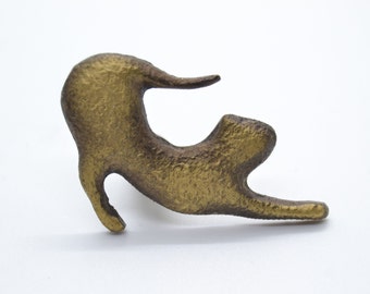 Vintage Brass Cat Knob: Handmade Door/Drawer Handle
