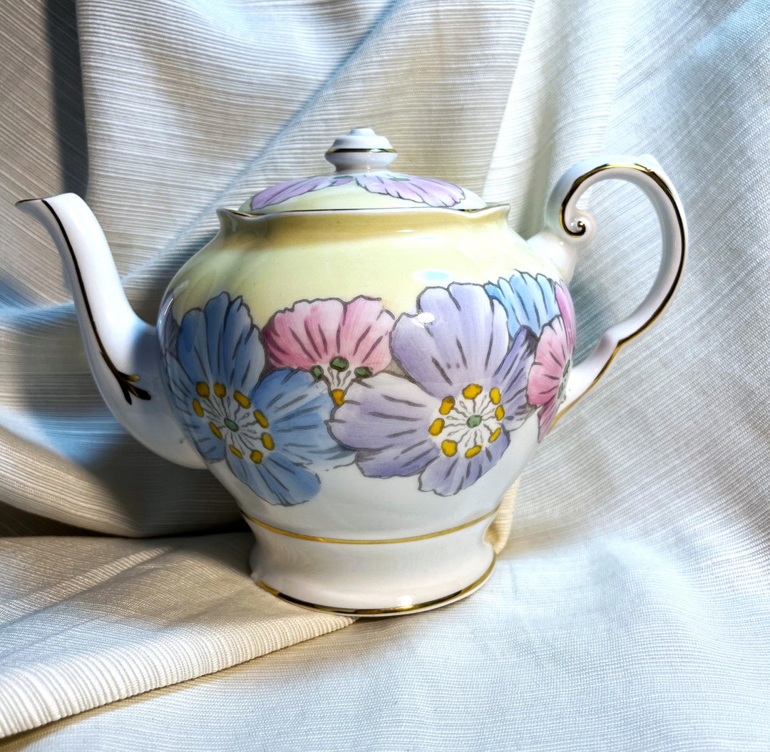 Tuscan Bone China Teapot Pastel Flowers Etsy UK