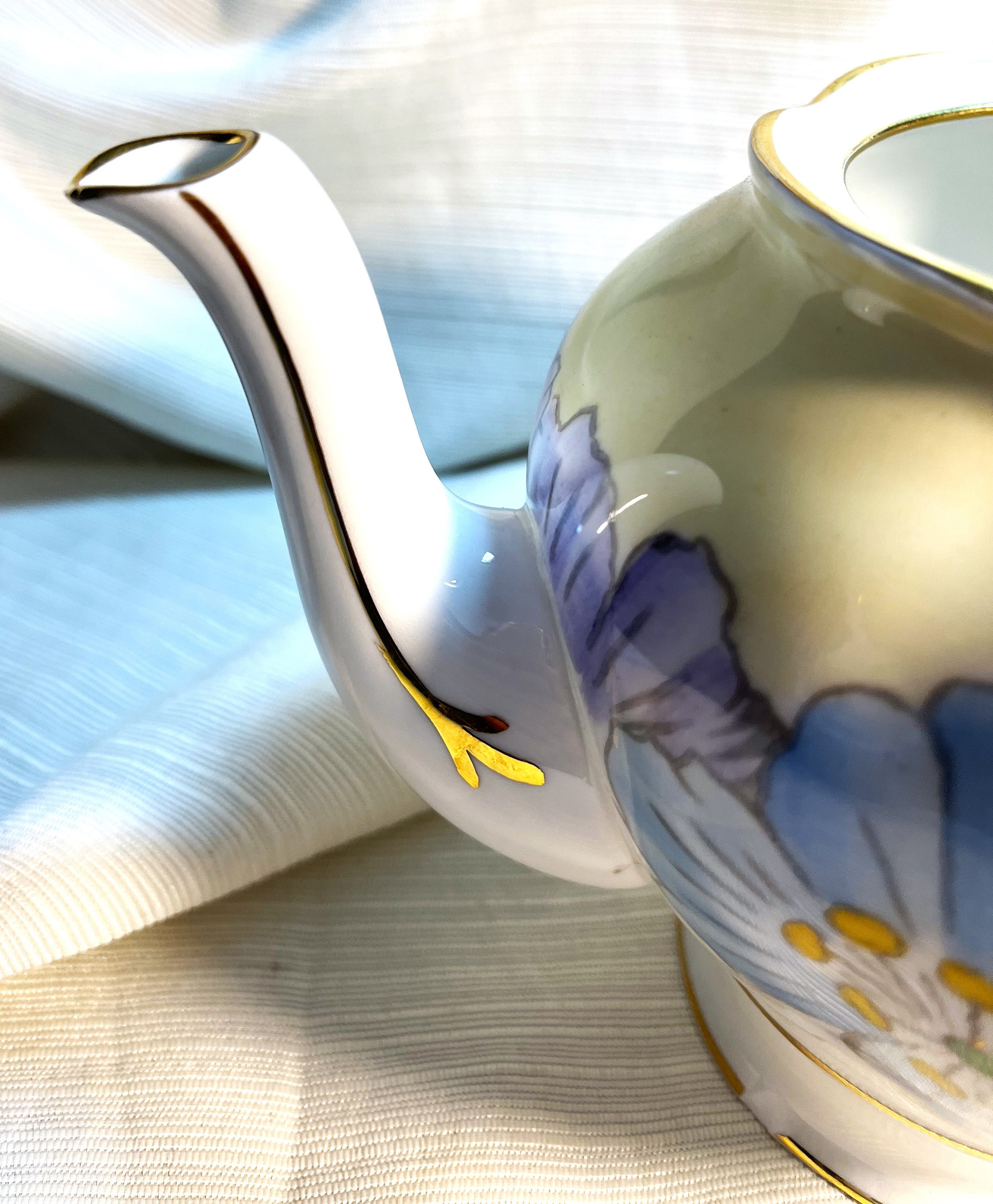 Tuscan Bone China Teapot Pastel Flowers Etsy