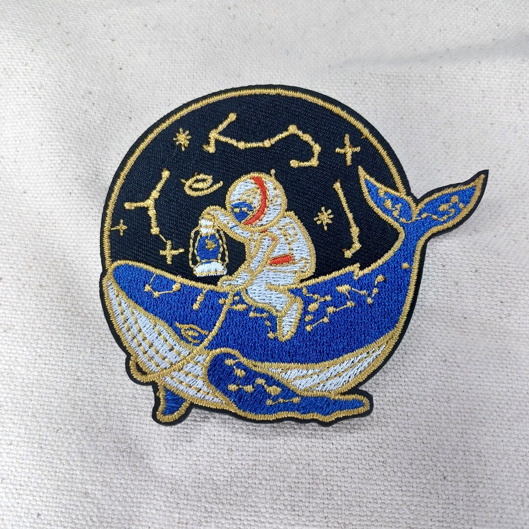 Astronaut Riding Whale Iron on Patch - Etsy