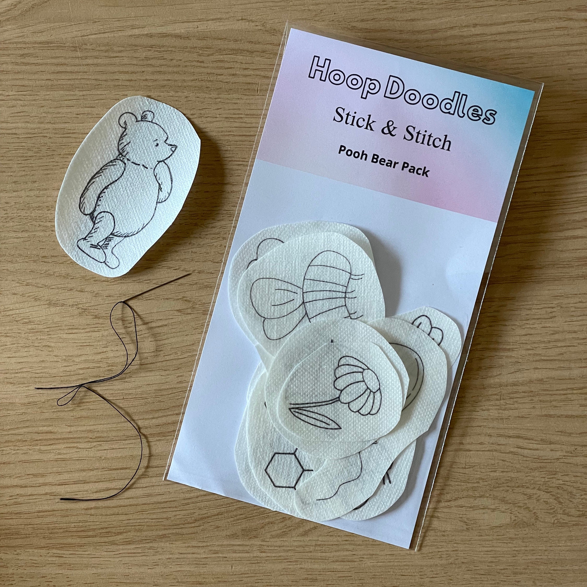 Stick and Stitch / Solo Pooh Bear Pack / Water Soluble Embroidery Stickers  / up Cycle / Customise Clothes / Patch / Hand Embroidery Tool -  Sweden