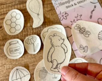Pooh Bear Embroidery Stick and Stitch Patches (13 Pack)