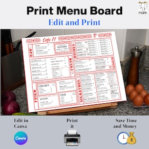 Minimalist Cafe Menu Board Template: Printable, Editable Canva Design