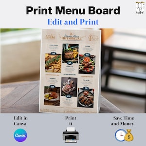 Modern Restaurant Menu Board Template | Printable & Editable in Canva
