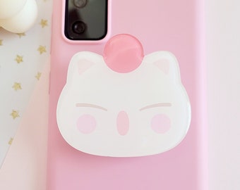 Cute Fantasy Pom Acrylic topper, Phone accessories, Kawaii, Pastel, Kupo, Fantasy, Desk coaster, Gamer gift, Game accessories, Phone charm