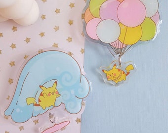 Balloon Companion, Surfing companion deco acrylic topper with charm - Deco phone accessory, Tablet accessory, Gamer gift, Kawaii accessories