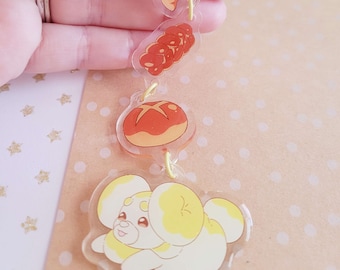 Dough Pup Keychain - Bread charm, Bun charm, Gamer accessories, Gamer gift, Kawaii charm, Kawaii bread charm, Crescent roll, Cross bun