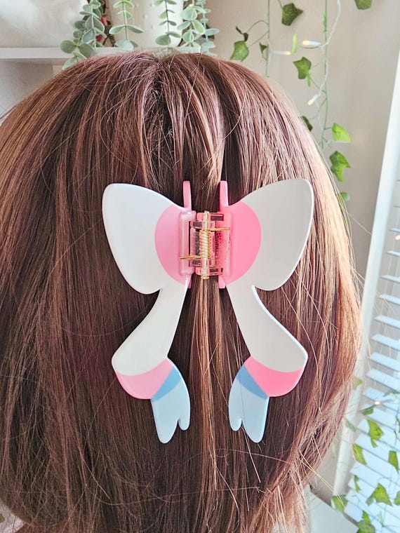 Fairy Type Bow Hairclip - Hair accessory, Gamer gift, Kawaii, Pastel, Video Game Hairclip, Video Game Accessory, Hairclip