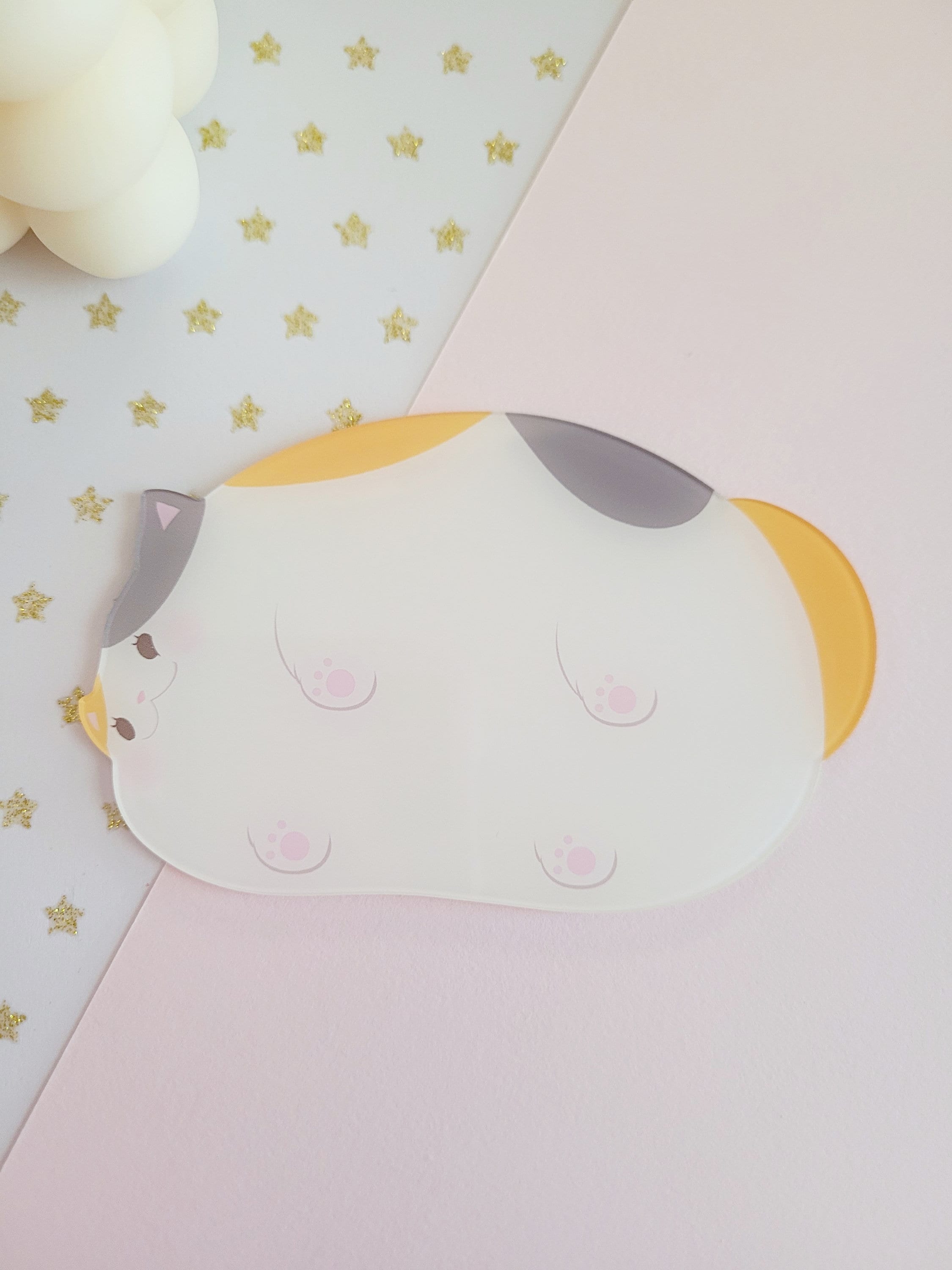 Fat Calico Cat Acrylic Bookmark - Book accessories, Booktok, Bookmark, Cat lovers gift, Cat paws, Kawaii, Pastel, Stationary, Desk accessory
