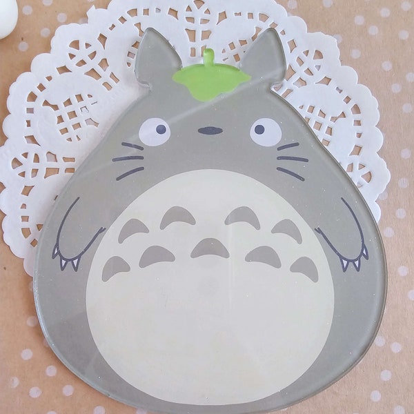 Tanuki Leaf Acrylic Coaster-  Anime coaster, Anime gift, Gamer accessory, Kawaii, Pastel, Spirit, Anime food, Anime Spirit