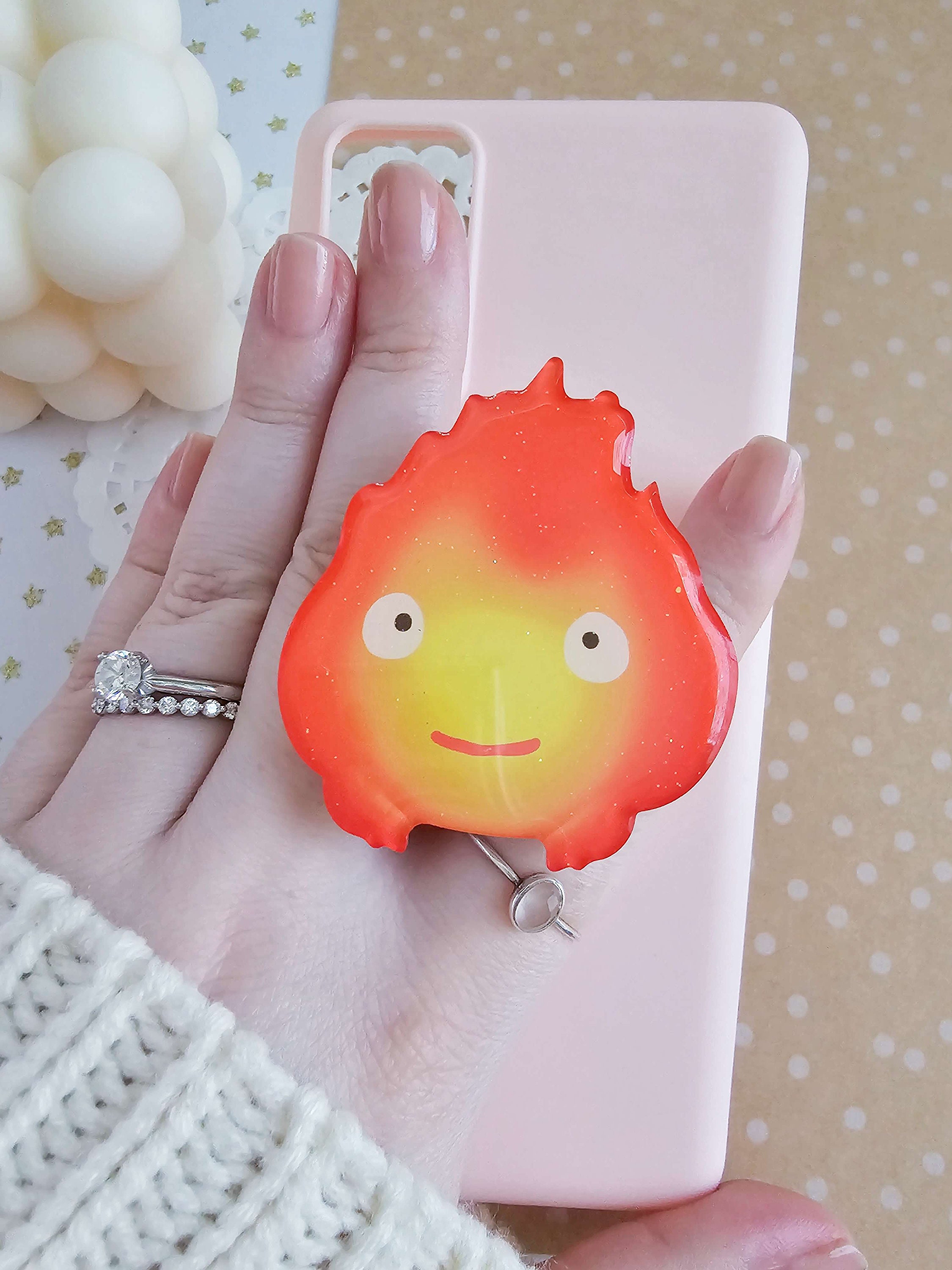 Fire Spark Acrylic Topper-  Phone accessory, Anime gift, Gamer accessory, Kawaii, Pastel, Spirit, Anime food, Anime Spirit