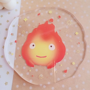 Fire Spark Acrylic Coaster - Coffee coaster, Tea coaster, Desk coaster, Gamer setup, Kawaii, Anime, Kitchen decor, Anime lover gift