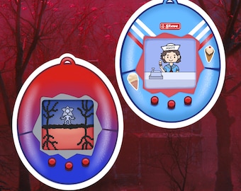Tamagotchi sticker | Steve Harrington scoops ahoy sticker | Demogorgon Sticker |Glossy Laminated Waterproof Weatherproof